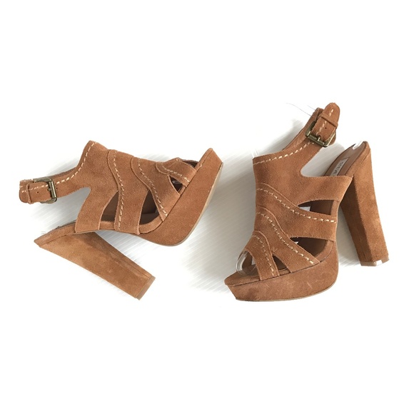 Steve Madden Shoes - Steve Madden P. Alex Cognac Suede Platform Sandals